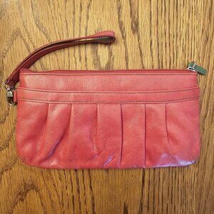 Tusk Leather Pink and Green Wristlet wallet , fits phone